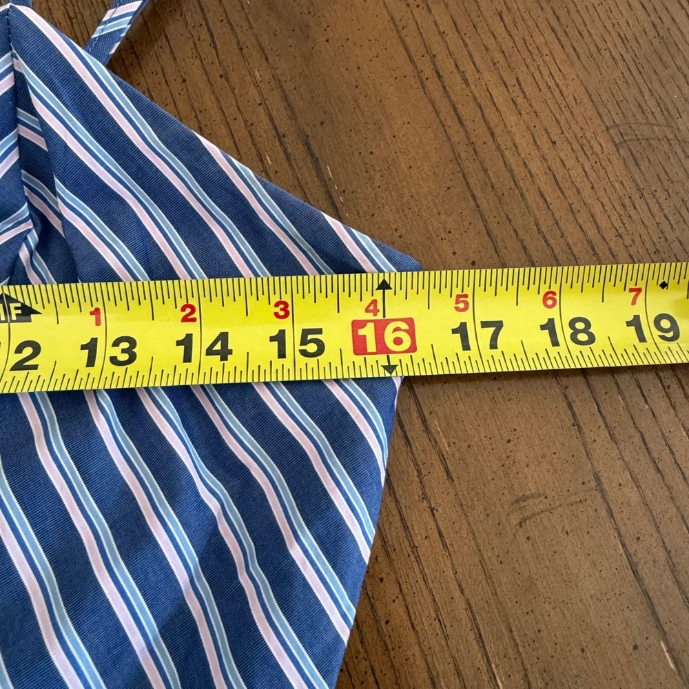 Parker Brooklyn Ruffle Mini Dress Blue Pink Stripe Belt Spaghetti Strap Size 4 - Picture 13 of 16